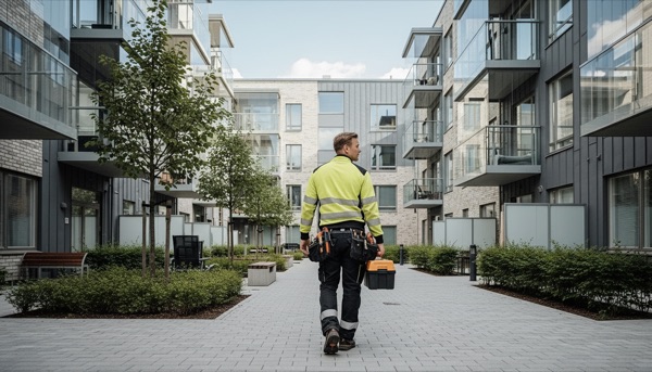 Asiantuntija kartoittaa kohteen lähtötietoja paikan päällä
